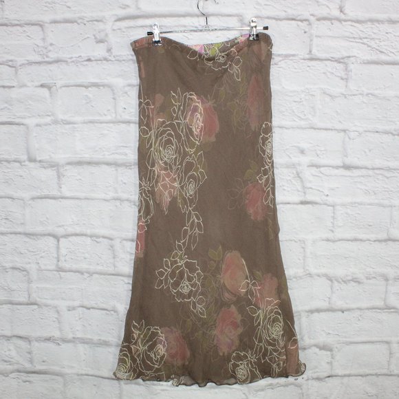 Adriana Papell Dresses & Skirts - Vintage! Adriana Papell Brown Silk Elastic Waist Lined Skirt Size 10